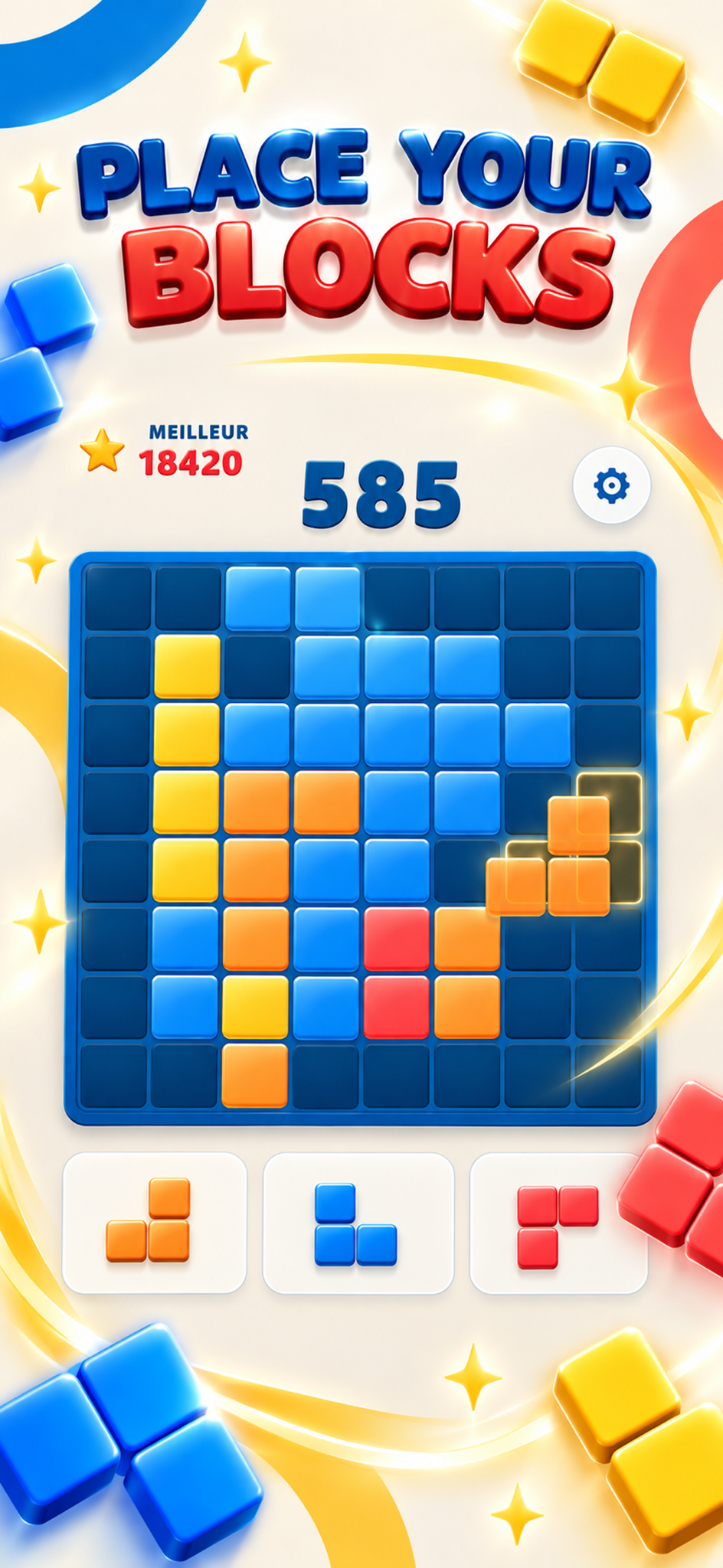 Place colorful blocks on the Block Spin Perfect board