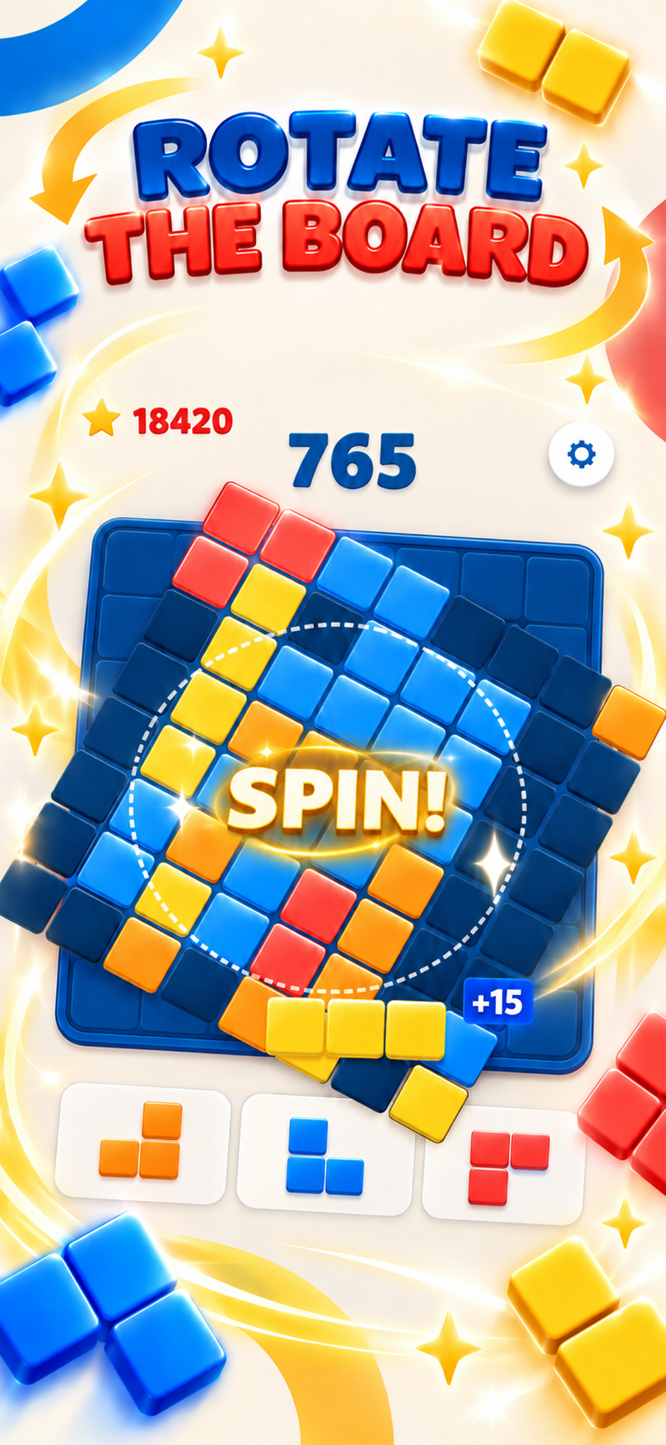 Rotate the board with a spin in Block Spin Perfect