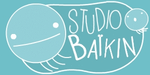 Studio Baikin, animated logo with smiling germs